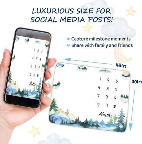 Forest Milestone Blanket Mountain Tree Baby Blanket Newborn Gift Memento Soft Swaddle Portable Crawl Pad 48x40inch...